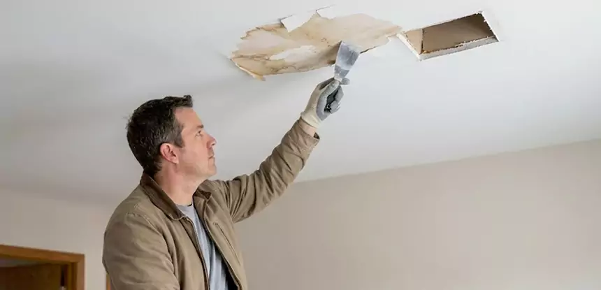 Ceiling Water Stain and Drywall Repair in Griffin
